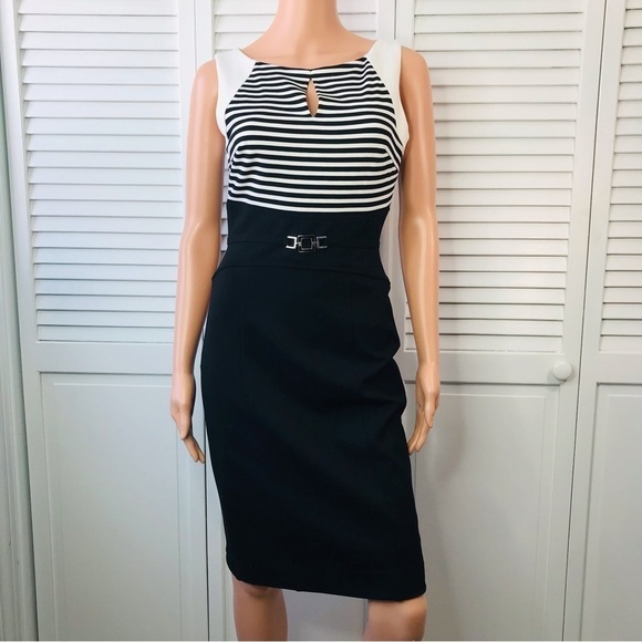 WHITE HOUSE BLACK MARKET Striped Sheath Dress Size 0 - Picture 1 of 6